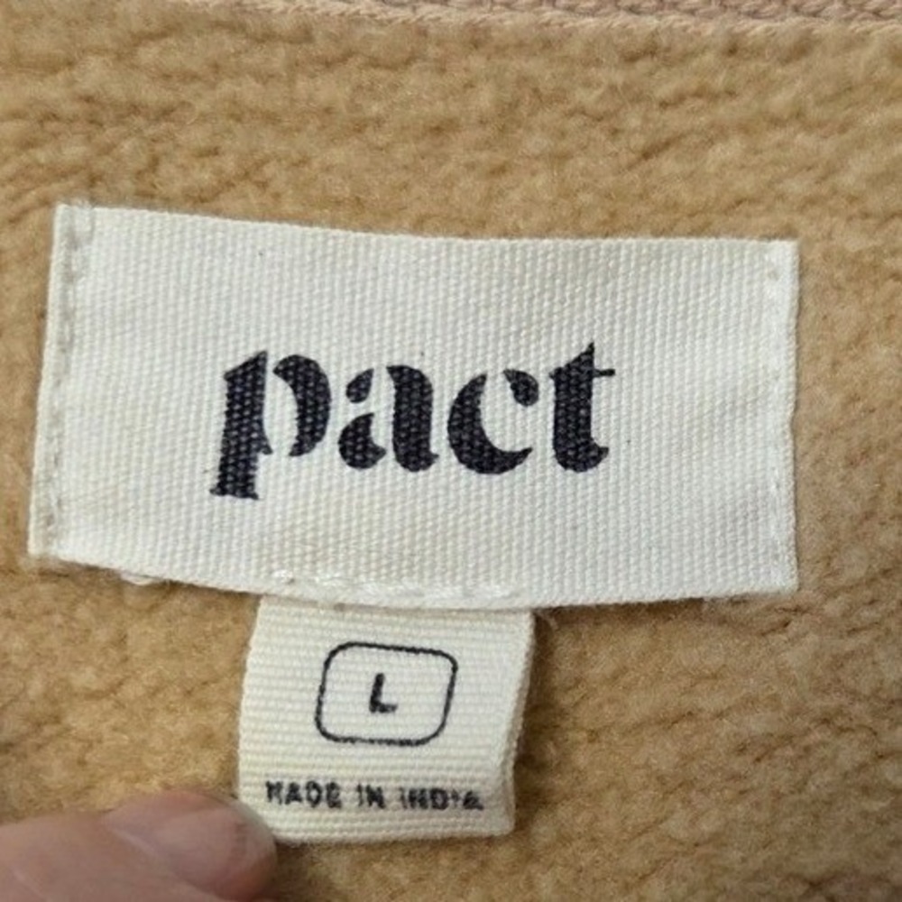 PACT Large Organic Cotton V Neck Pullover Beige Relaxed Minimalist - Picture 3 of 5
